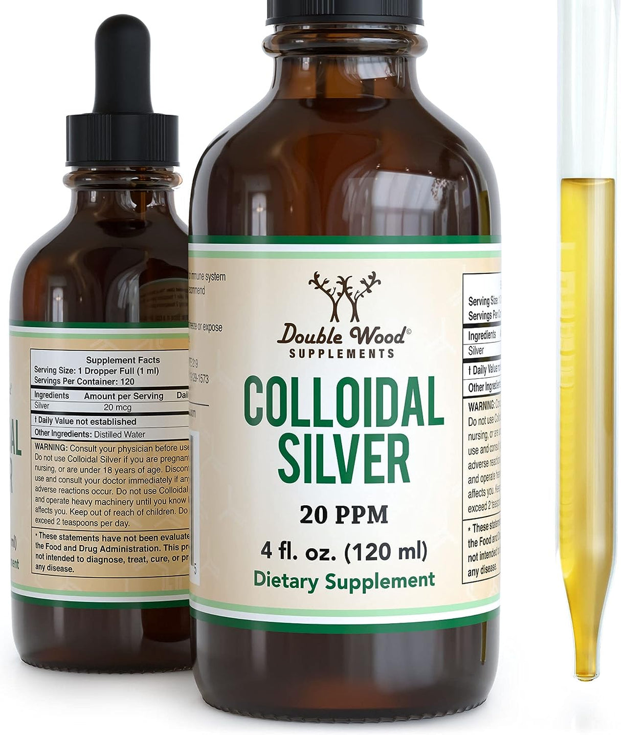 Double Wood Supplements Colloidal Silver Liquid 20 PPM 120Ml.