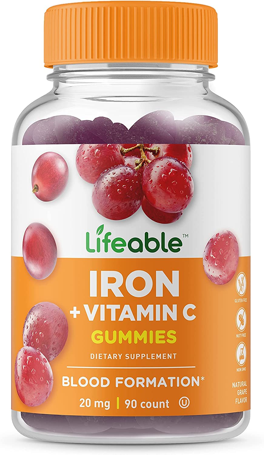 Lifeable Iron Gummies with Vitamin C 20Mg. 90 Gomitas