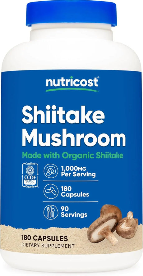 NUTRICOST - Nutricost Organic Shiitake Mushroom 1000Mg. 180 Capsulas - The Red Vitamin MX - Suplementos Alimenticios - {{ shop.shopifyCountryName }}
