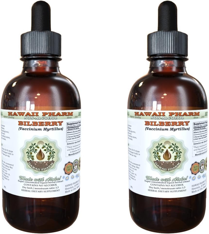 Hawaii Pharm Bilberry Alcohol-Free Liquid Extract 2 Fl.Oz. 2 Pack