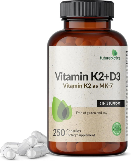 FUTUREBIOTICS - Futurebiotics Vitamin K2 MK7 with D3 250 Capsulas - The Red Vitamin MX - Suplementos Alimenticios - {{ shop.shopifyCountryName }}