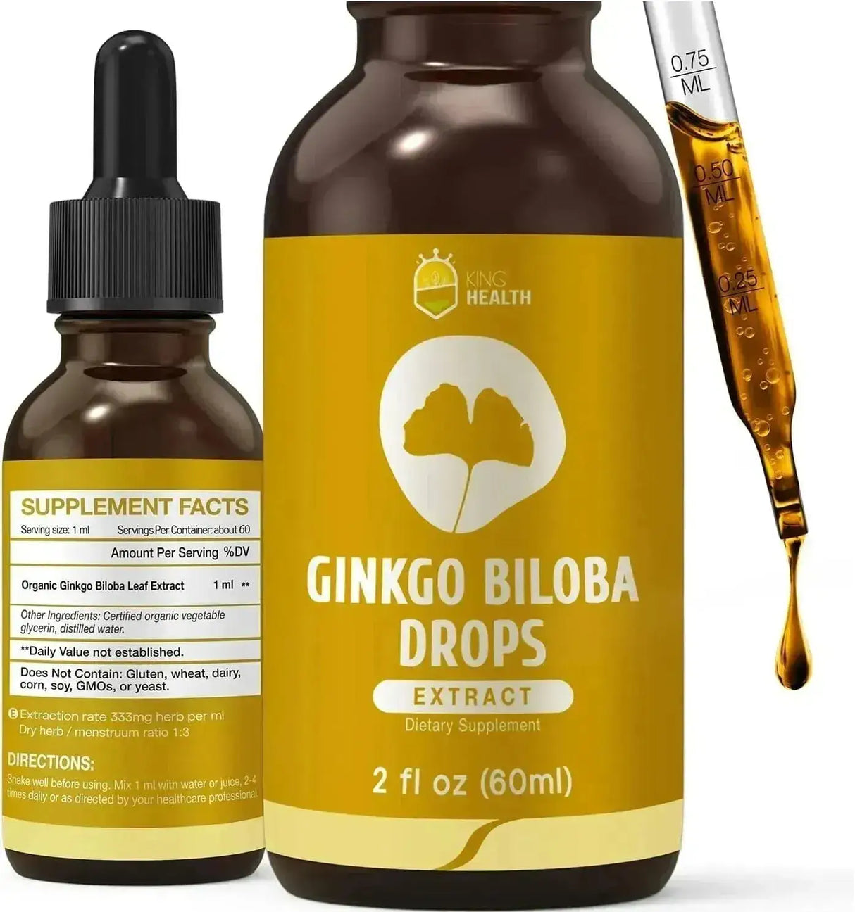 KingHealth Ginkgo Biloba Liquid Extract 2 Fl.Oz. The Red Vitamin MX