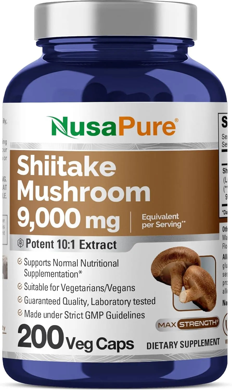 NUSAPURE - NusaPure Shiitake Mushroom 10:1 Extract 9,000Mg. 200 Capsulas - The Red Vitamin MX - Suplementos Alimenticios - {{ shop.shopifyCountryName }}