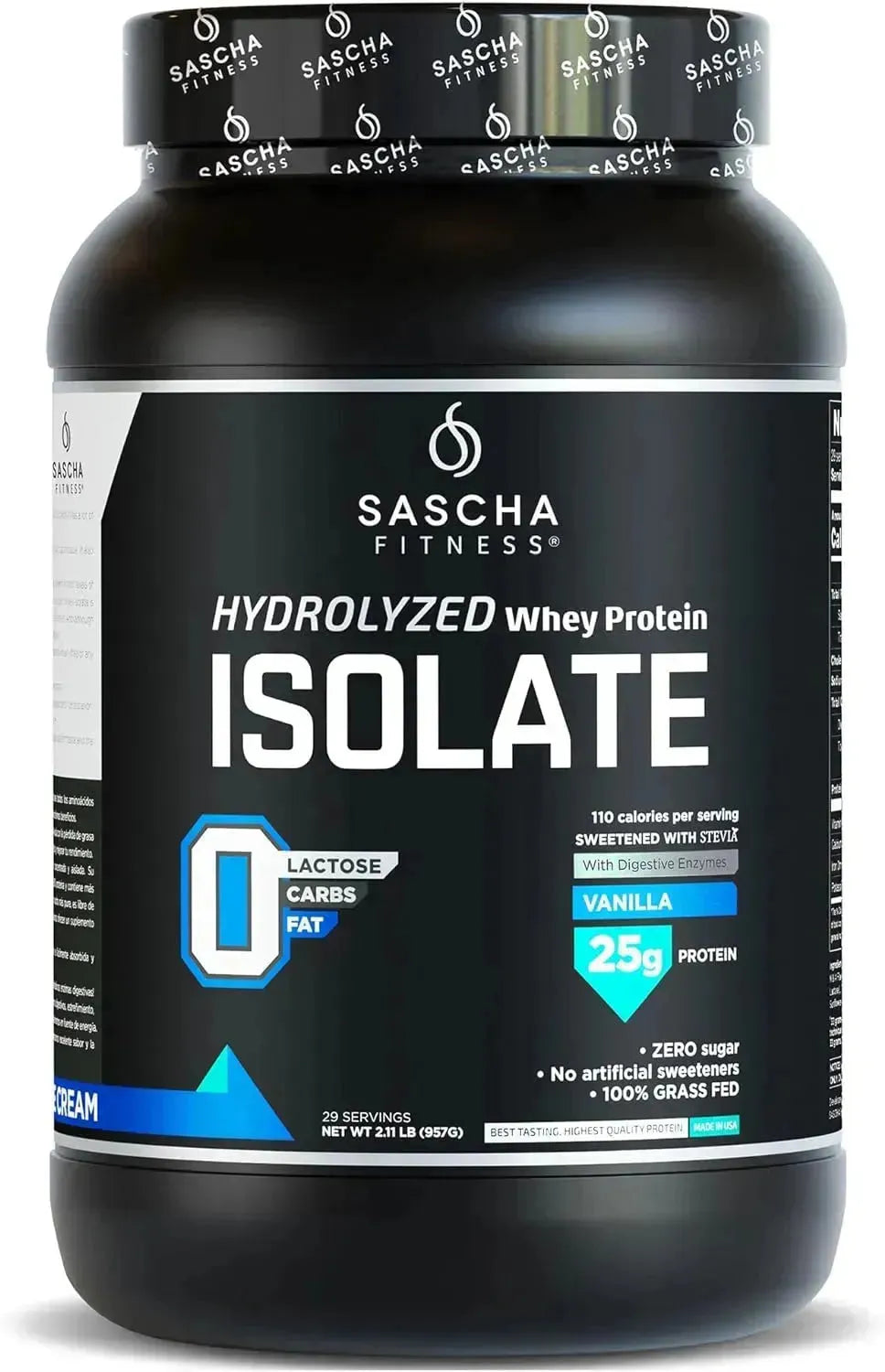 SASCHA FITNESS - SASCHA FITNESS Hydrolyzed Whey Protein Isolate Grass-Fed Vanilla 957Gr. - The Red Vitamin MX - Suplementos Alimenticios - {{ shop.shopifyCountryName }}