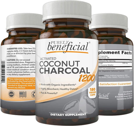 PURELY BENEFICIAL - PURELY beneficial Activated Coconut Charcoal 1200Mg. 180 Capsulas - The Red Vitamin MX - Suplementos Alimenticios - {{ shop.shopifyCountryName }}