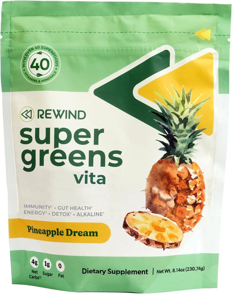 REWIND - Rewind Super Greens Powder Pineapple Dream 230Gr. - The Red Vitamin MX - Suplementos Alimenticios - {{ shop.shopifyCountryName }}