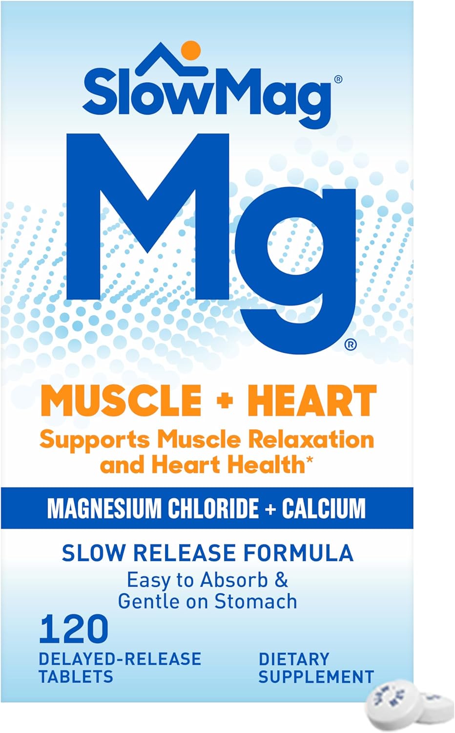 SlowMag Muscle + Heart Magnesium Chloride with Calcium 120 Tabletas