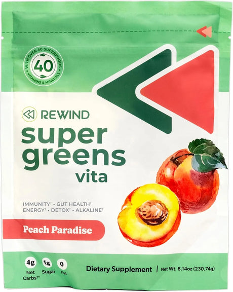REWIND - Rewind Super Greens Powder Peach Paradise 230Gr. - The Red Vitamin MX - Suplementos Alimenticios - {{ shop.shopifyCountryName }}