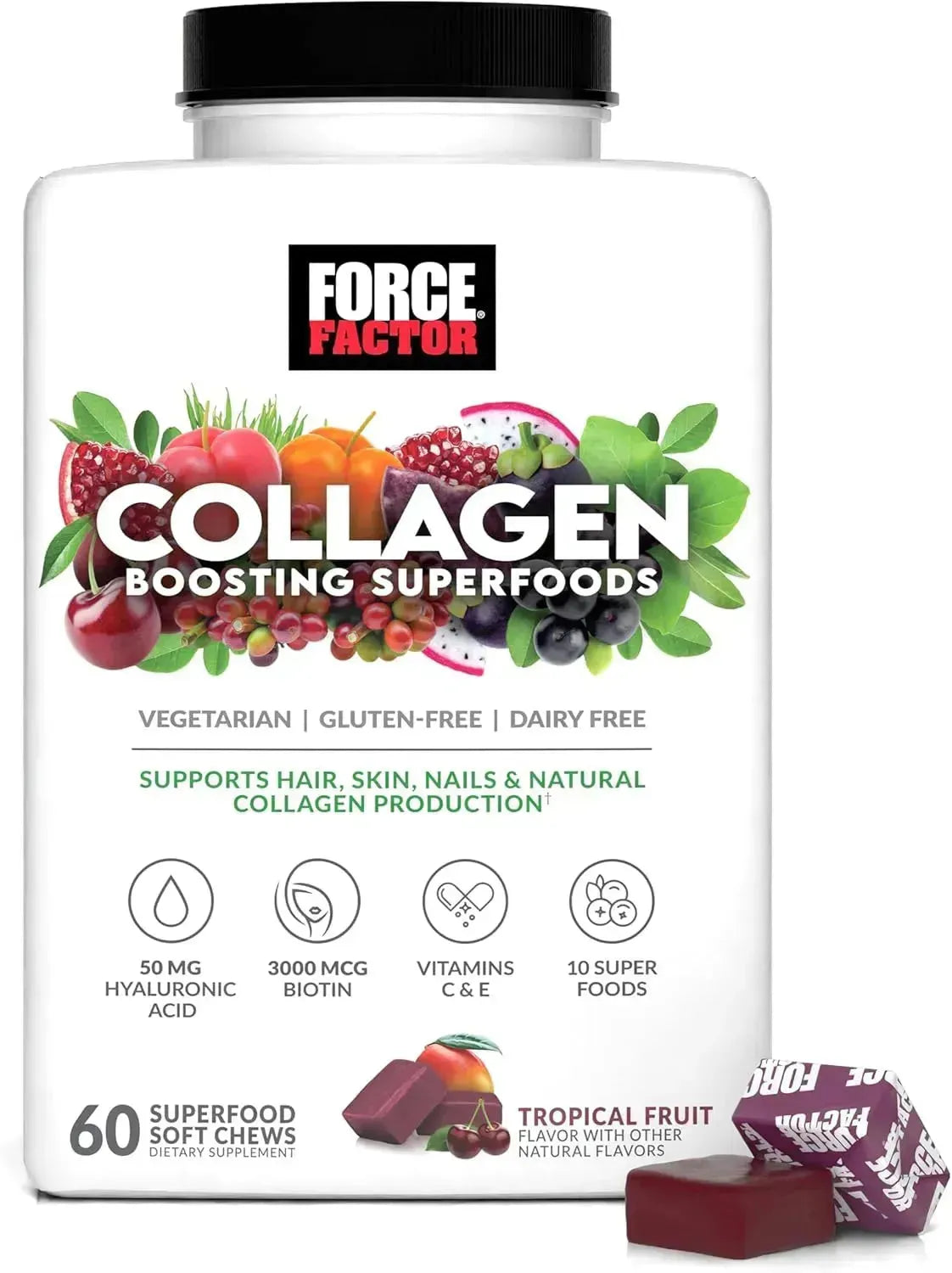 FORCE FACTOR - Force Factor Collagen Boosting Superfoods 60 Masticables - The Red Vitamin MX - Suplementos Alimenticios - {{ shop.shopifyCountryName }}