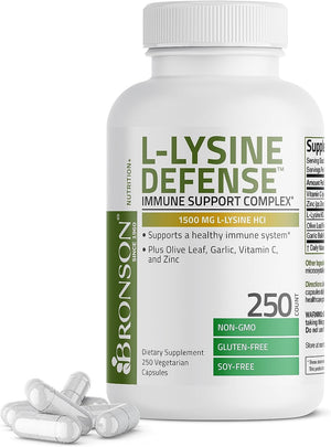 Bronson L-Lysine Defense Immune Support 1500Mg. 250 Capsulas