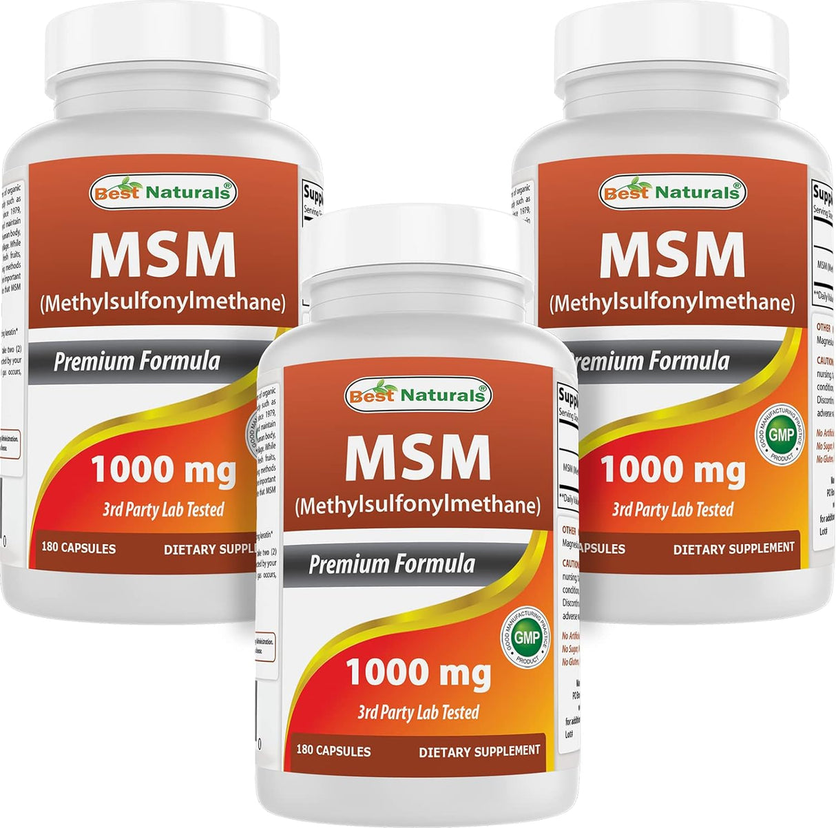 Best Naturals MSM 1000Mg. 180 Capsulas 3 Pack