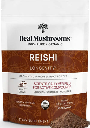 REAL MUSHROOMS - Real Mushrooms Reishi Powder 45 Servicios 45Gr. - The Red Vitamin MX - Suplementos Alimenticios - {{ shop.shopifyCountryName }}