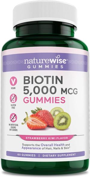 NatureWise Biotin Gummies Hair, Skin and Nails Vitamin 60 Gomitas