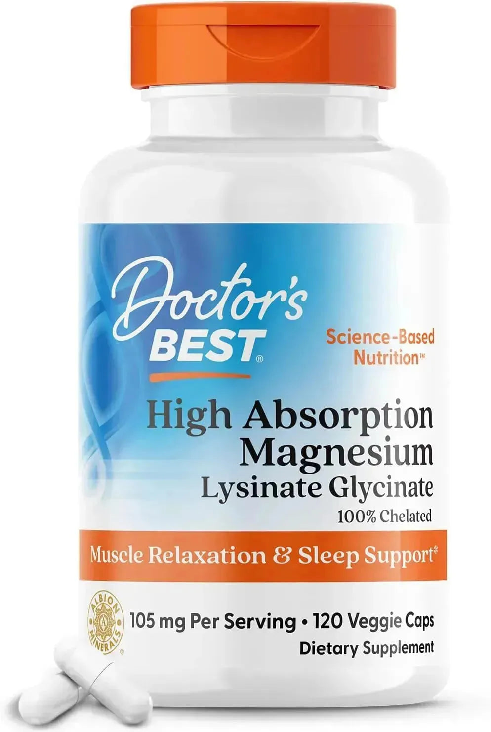 DOCTOR'S BEST - Doctor's Best High Absorption Magnesium Lysinate Glycinate 120 Capsulas - The Red Vitamin MX - Suplementos Alimenticios - {{ shop.shopifyCountryName }}