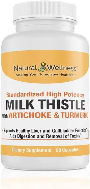 NATURAL WELLNESS - Natural Wellness Milk Thistle with Artichoke & Turmeric 90 Capsulas - The Red Vitamin MX - Suplementos Alimenticios - {{ shop.shopifyCountryName }}