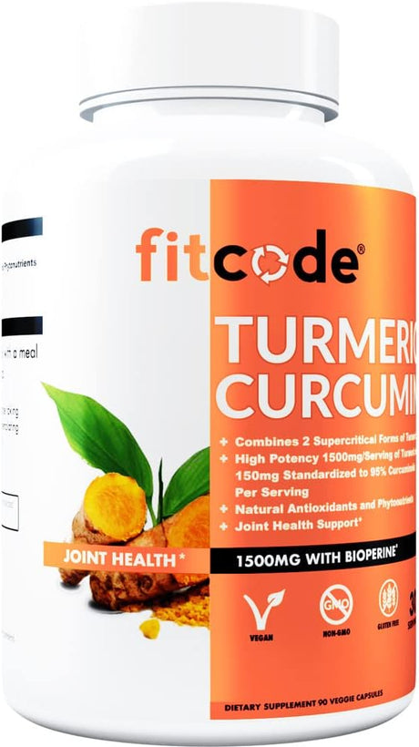 fitcode Turmeric Curcumin with 95% Curcuminoids 1500Mg. 90 Capsulas