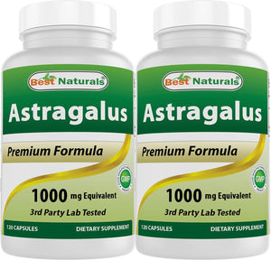 Best Naturals Astragalus Extract 1000Mg. 120 Capsulas 2 Pack