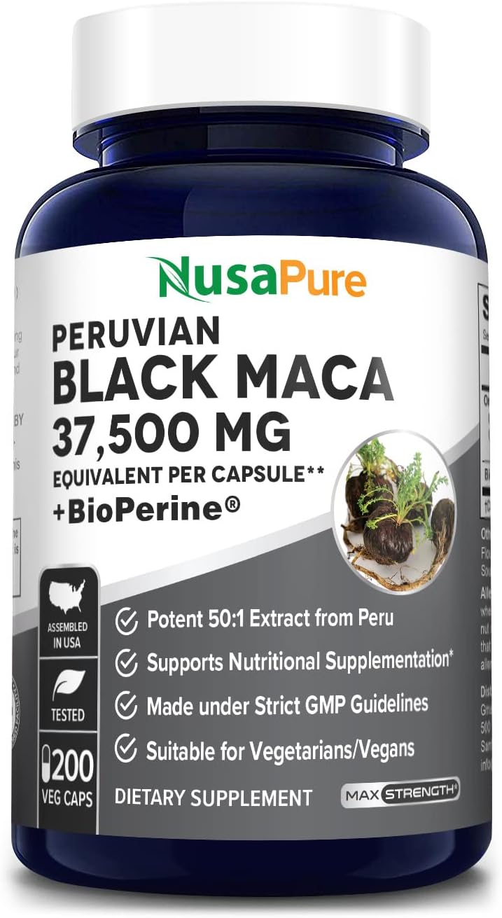 NusaPure Black Maca Root 37,500Mg. 200 Capsulas