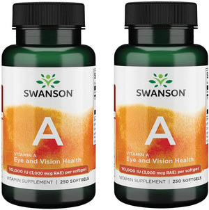 Swanson Vitamin A 10,000 IU 500 Capsulas Blandas