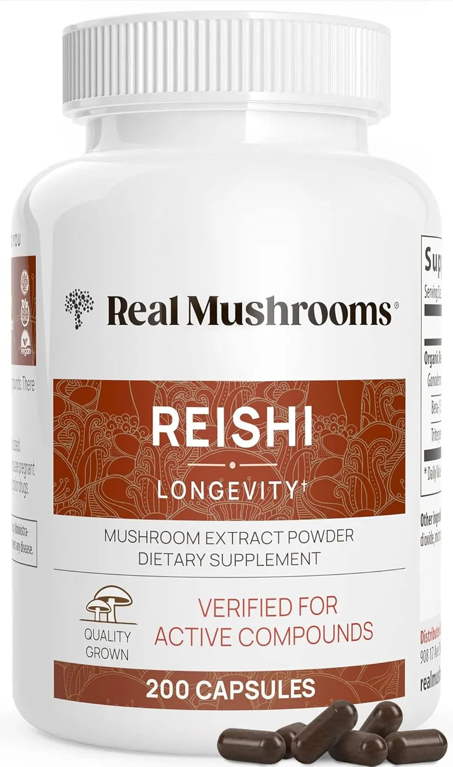 REAL MUSHROOMS - Real Mushrooms Reishi 200 Capsulas - The Red Vitamin MX - Suplementos Alimenticios - {{ shop.shopifyCountryName }}