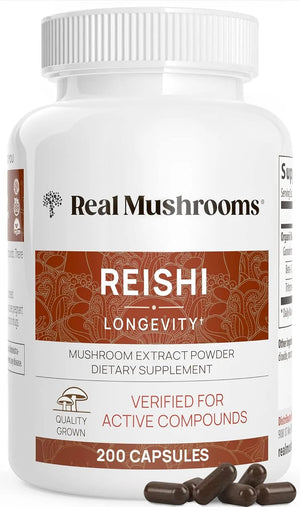 REAL MUSHROOMS - Real Mushrooms Reishi 200 Capsulas - The Red Vitamin MX - Suplementos Alimenticios - {{ shop.shopifyCountryName }}