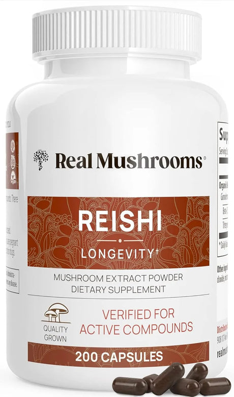 REAL MUSHROOMS - Real Mushrooms Reishi 200 Capsulas - The Red Vitamin MX - Suplementos Alimenticios - {{ shop.shopifyCountryName }}