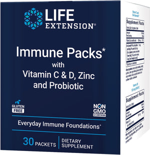 Life Extension Immune Packs with Vitamin C & D Zinc and Probiotic 30 Paquetes