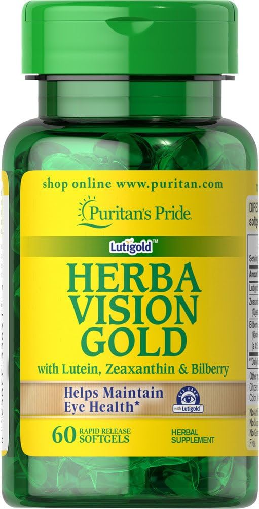 Puritan's Pride Herbavision Gold with Lutein, Bilberry and Zeaxanthin 60 Capsulas Blandas