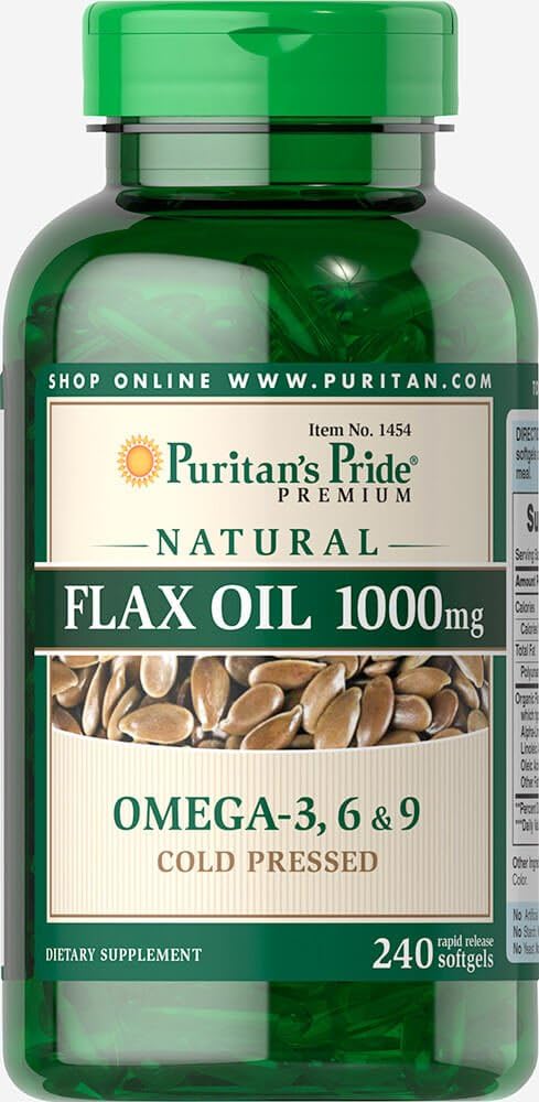 Puritan's Pride Non-GMO Natural Flax Oil 1000Mg. 240 Capsulas Blandas