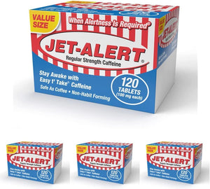Jet-Alert 100Mg. Each Caffeine Tab 120 Tabletas 4 Pack