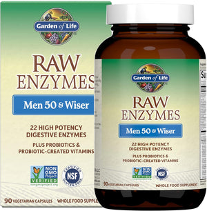 Garden of Life 22 Digestive Enzymes for Men 50 & Over 90 Capsulas