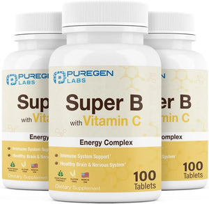 P PUREGEN LABS - Puregen Labs Super B Energy Complex with Vitamin C 100 Tabletas 3 Pack - The Red Vitamin MX - Suplementos Alimenticios - {{ shop.shopifyCountryName }}