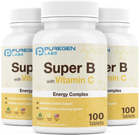 P PUREGEN LABS - Puregen Labs Super B Energy Complex with Vitamin C 100 Tabletas 3 Pack - The Red Vitamin MX - Suplementos Alimenticios - {{ shop.shopifyCountryName }}
