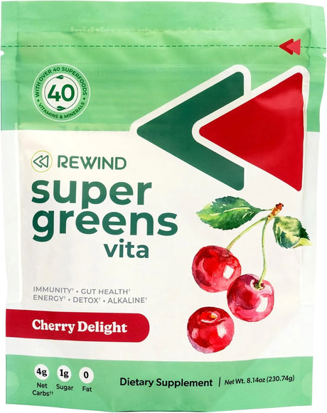 REWIND - Rewind Super Greens Powder Cherry Delight 230Gr. - The Red Vitamin MX - Suplementos Alimenticios - {{ shop.shopifyCountryName }}
