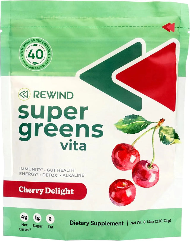 REWIND - Rewind Super Greens Powder Cherry Delight 230Gr. - The Red Vitamin MX - Suplementos Alimenticios - {{ shop.shopifyCountryName }}