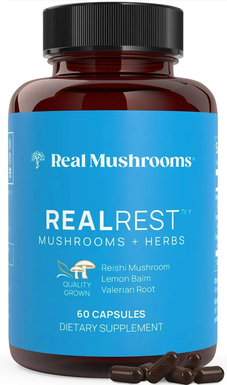 REAL MUSHROOMS - Real Mushrooms RealRest 60 Capsulas - The Red Vitamin MX - Suplementos Alimenticios - {{ shop.shopifyCountryName }}