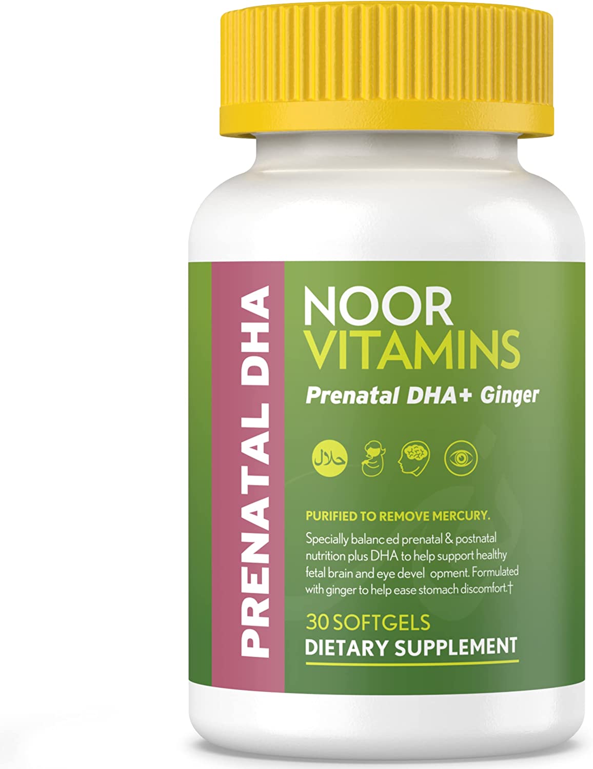 Noor Vitamins Halal Prenatal Vitamins with DHA and Folic Acid 30 Capsulas Blandas