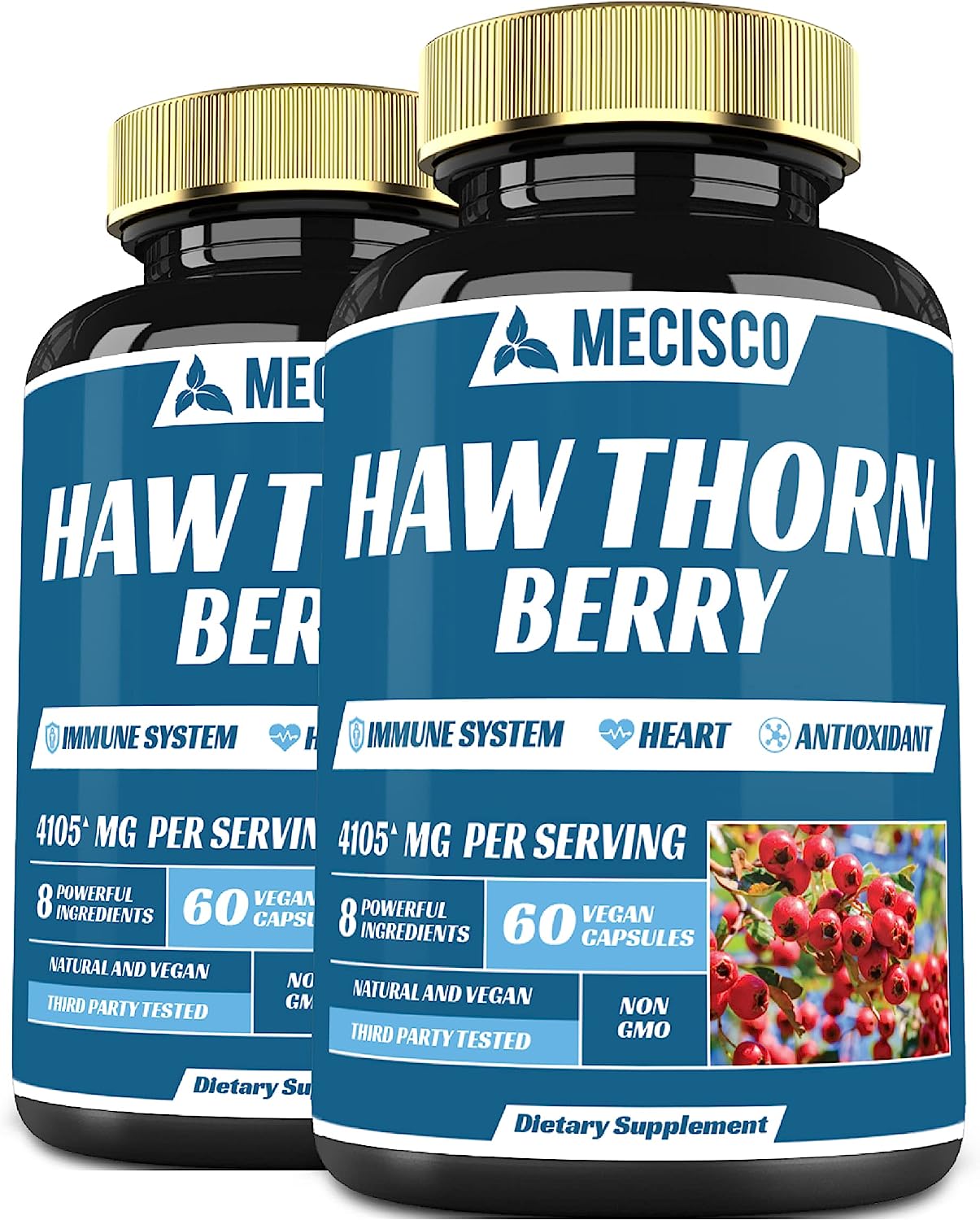 Mecisco Hawthorn Berry Extract Supplement 4105Mg. 60 Capsulas 2 Pack