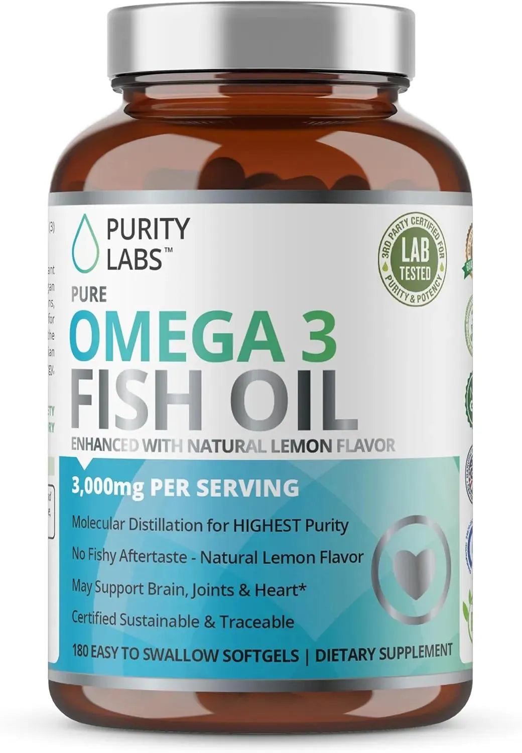 PURITY LABS - Purity Labs Omega 3 Fish Oil 3000Mg. 180 Capsulas Blandas - The Red Vitamin MX - Suplementos Alimenticios - {{ shop.shopifyCountryName }}