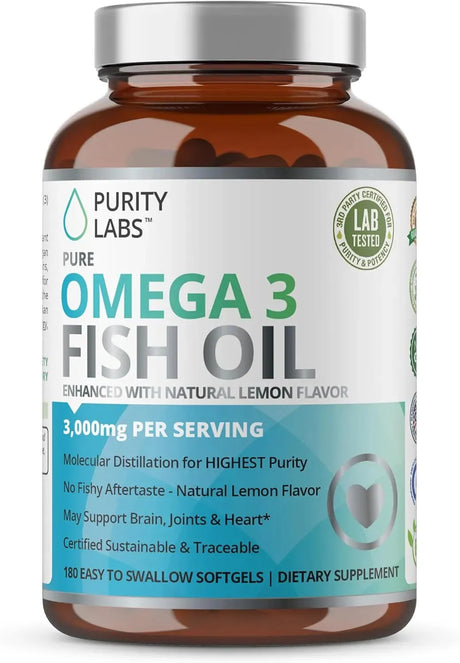 PURITY LABS - Purity Labs Omega 3 Fish Oil 3000Mg. 180 Capsulas Blandas - The Red Vitamin MX - Suplementos Alimenticios - {{ shop.shopifyCountryName }}