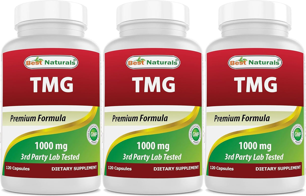 Best Naturals TMG Trimethylglycine 1000Mg. 120 Capsulas 3 Pack
