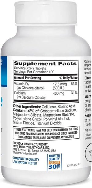 21ST CENTURY - 21st Century Calcium Citrate + D3 Petites 200 Tabletas - The Red Vitamin MX - Suplementos Alimenticios - {{ shop.shopifyCountryName }}