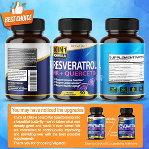 VEGATOT 10 in 1 High Strength Resveratrol 90 Capsulas