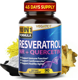 VEGATOT 10 in 1 High Strength Resveratrol 90 Capsulas