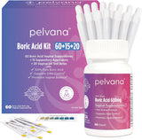 Pelvana Boric Acid Suppositories 60 + 15 Applicators + 20 pH Test Strips = 95 Piece Kit 95 Piezas