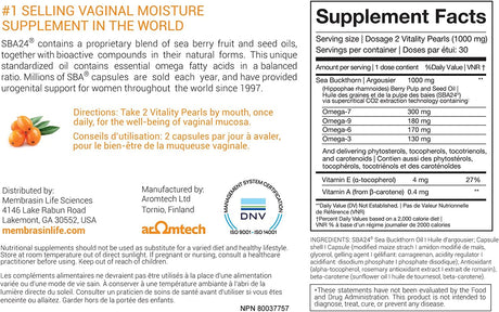 Membrasin Vitality Pearls Estrogen-Free Feminine Moisture Oral Supplement 60 Capsulas Blandas