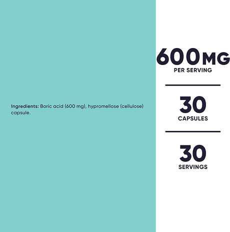 Nutricost Boric Acid 600Mg. 30 Supositorios