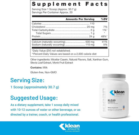 KLEAN ATHLETE - Klean ATHLETE Klean Casein Protein Natural Vanilla Custard 614Gr. - The Red Vitamin MX - Suplementos Alimenticios - {{ shop.shopifyCountryName }}
