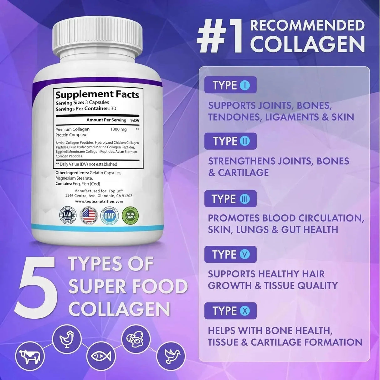 TOPLUX - Toplux Multi Collagen Peptides 1800Mg. 90 Capsulas - The Red Vitamin MX - Suplementos Alimenticios - {{ shop.shopifyCountryName }}