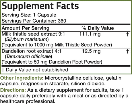 BRONSON - Bronson Milk Thistle Silymarin Marianum & Dandelion Root Liver Health Support 360 Capsulas - The Red Vitamin MX - Suplementos Alimenticios - {{ shop.shopifyCountryName }}